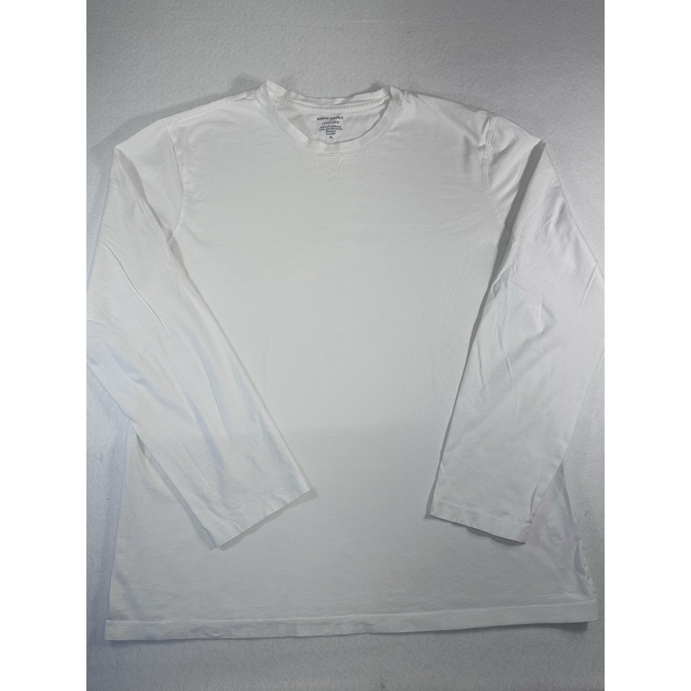 Banana Republic Shirt Mens XL White Lng Sleeve Cotton Fitted Crew Neck Essential